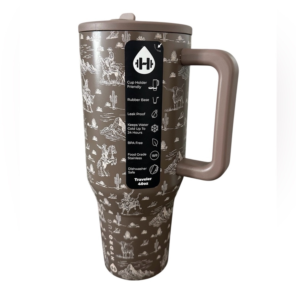 HydroJug Desert Drift Brown Western Print 40oz Traveler Tumbler NWT - Picture 3 of 7